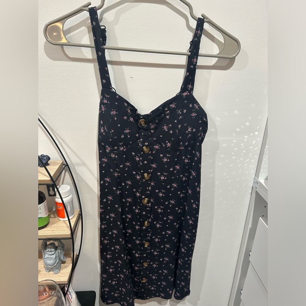 Navy blue floral dress